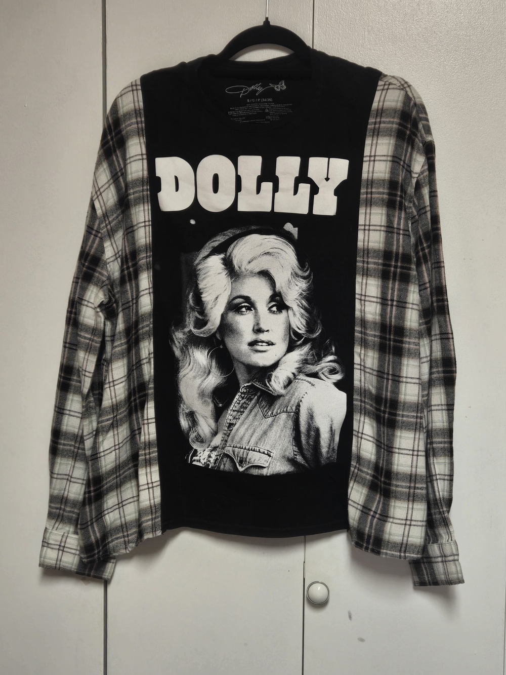 Dolly Parton One-of-a-Kind Upcycled Flannel Sleeve Shirt - Picture 2 of 14